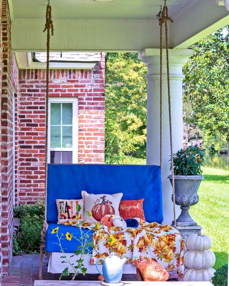 Fall porch decor, porch decor, fall pillows, fall throw, outdoor planters

#LTKSeasonal #LTKhome