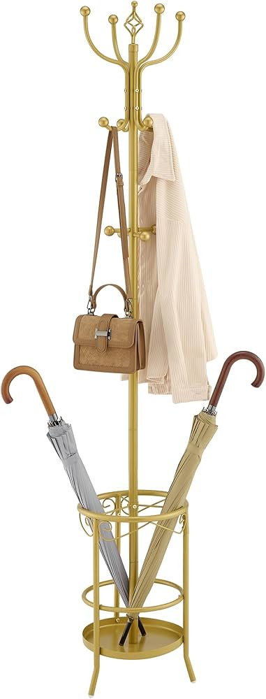 Tajsoon Standing Coat Rack with Umbrella Holder, Freestanding Coat Hanger Stand with Umbrella Sta... | Amazon (US)