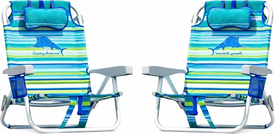 Tommy Bahama 5 Position Beach Chair, Zippered Insulated Cargo Pouch, Cup and Cell Phone Holders, ... | Amazon (US)