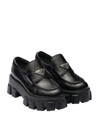 Prada Women's Brushed Leather Monolith Loafers  | Bloomingdale's Shoes | Bloomingdale's (US)