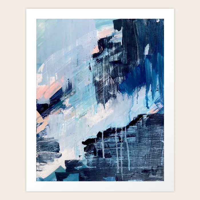 Vibes: an abstract mixed media piece in blues and pinks by Alyssa Hamilton Art Art Print | Society6