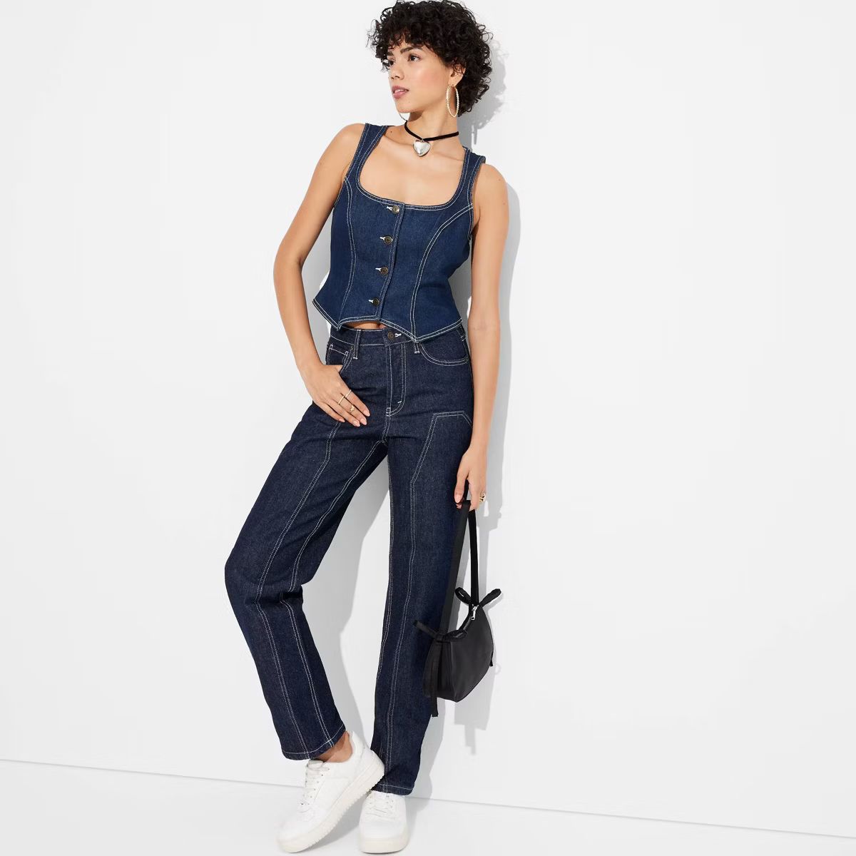 Women's Denim Corseting Tank Top - Wild Fable™ Blue Denim | Target