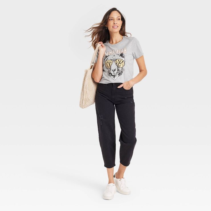 Women's Mama Bear Short Sleeve Graphic T-Shirt - Gray | Target