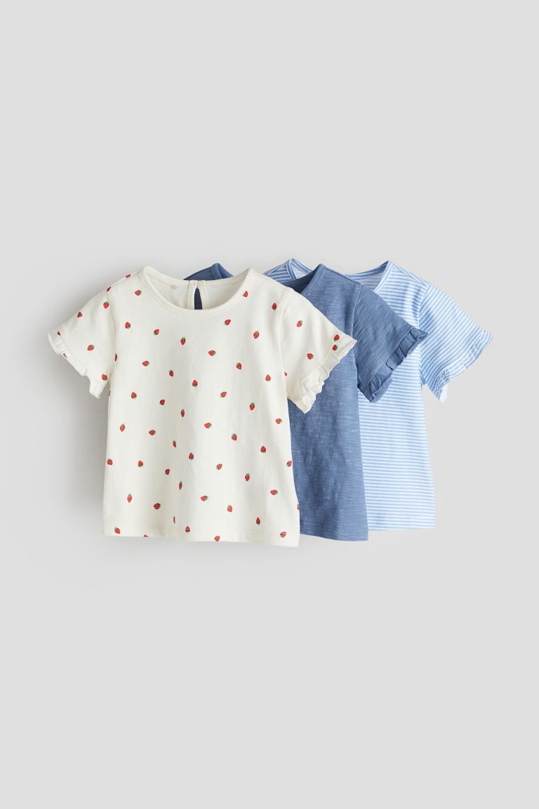 3-pack Cotton Tops - White/strawberries - Kids | H&M US | H&M (US + CA)