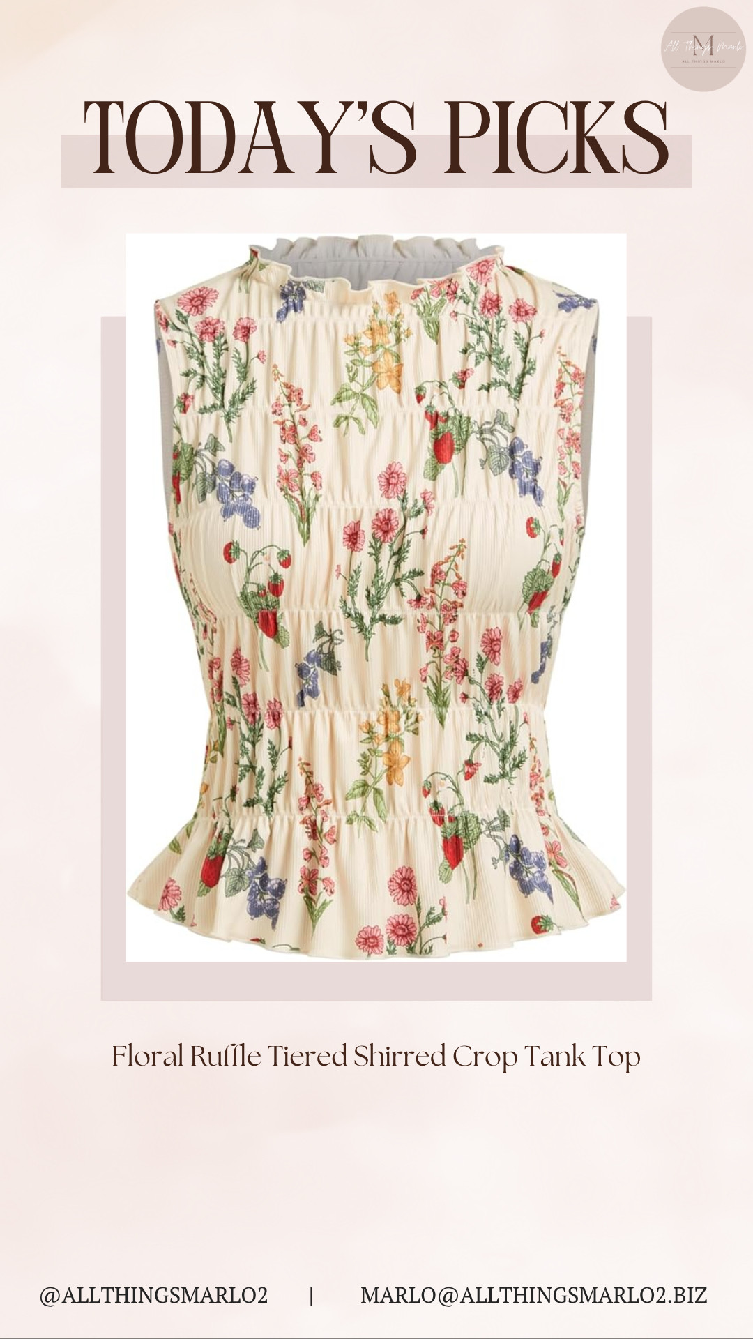 Floral Ruffle Tiered Shirred Crop Tank Top 

 #LTKSeasonal #LTKWorkwear #LTKTravel