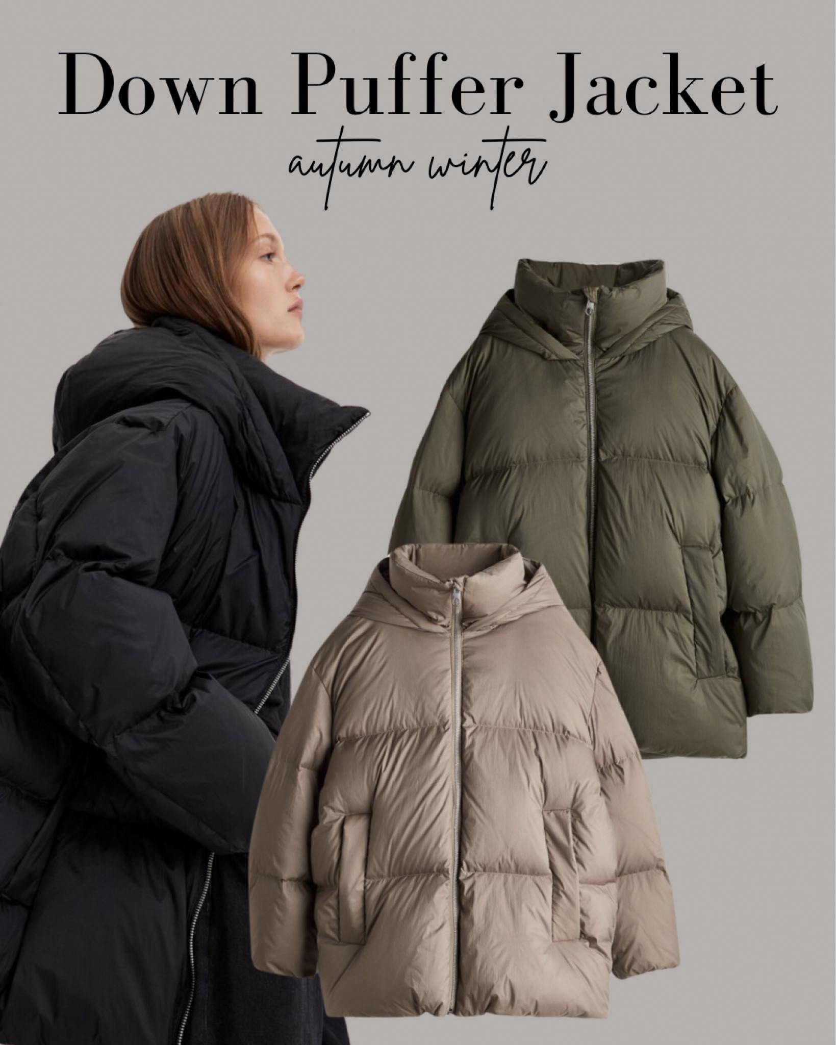 Oversized down puffer jacket 🩶 H&M members get 15% off 
