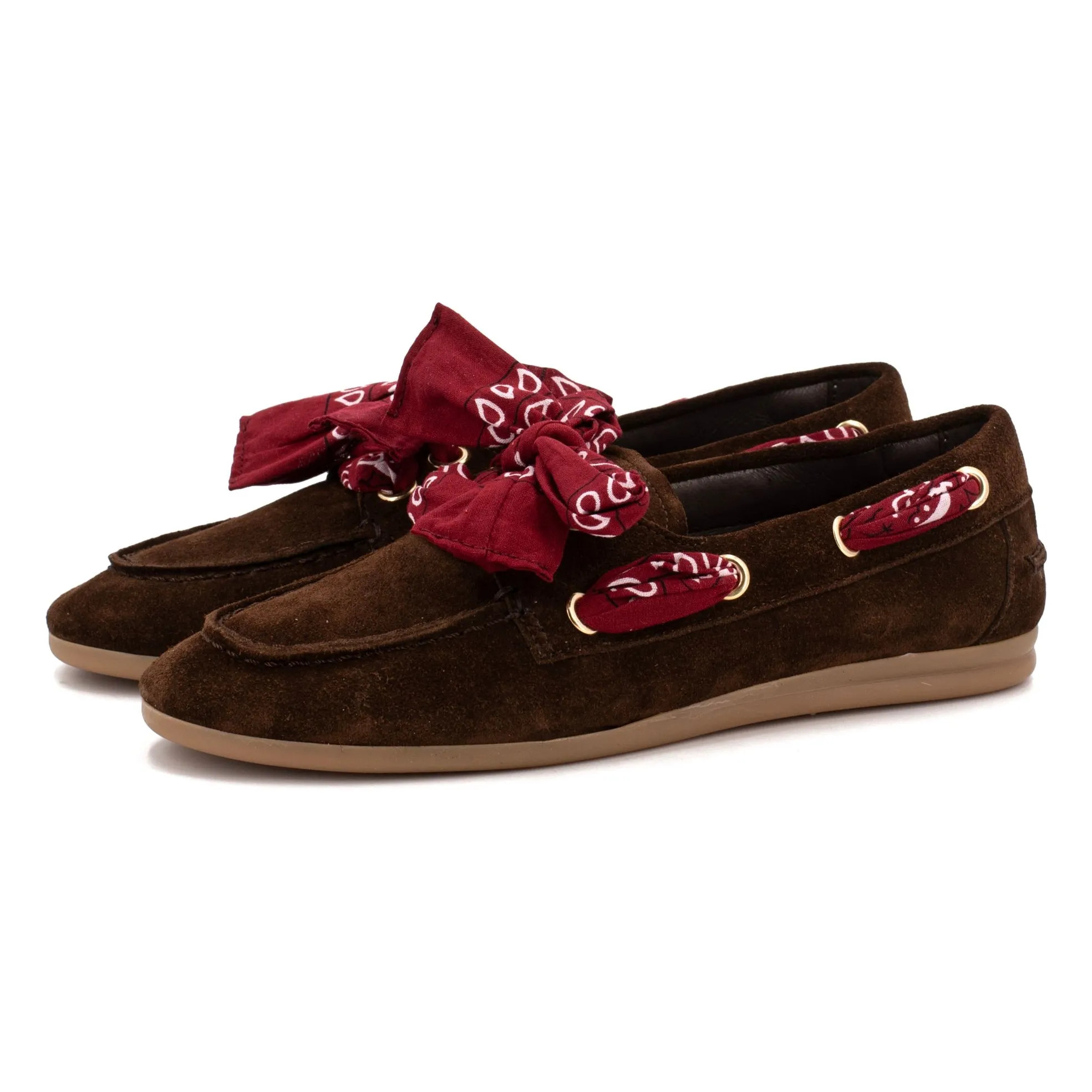 Nahua Bandana Suede Boat Shoes | Dark Brown | Smallable