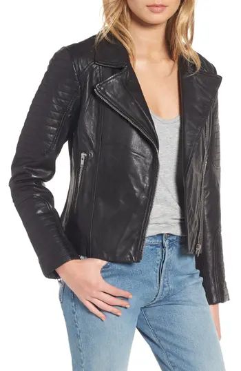 Women's Bb Dakota Dominic Leather Moto Jacket, Size X-Small - Black | Nordstrom