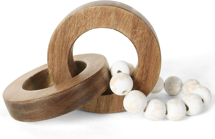 Oakrain Wood Chain Link Decor, Minimalist Handmade Carved Knot D\u00e9cor Accents for Shelf Coffe... | Amazon (US)