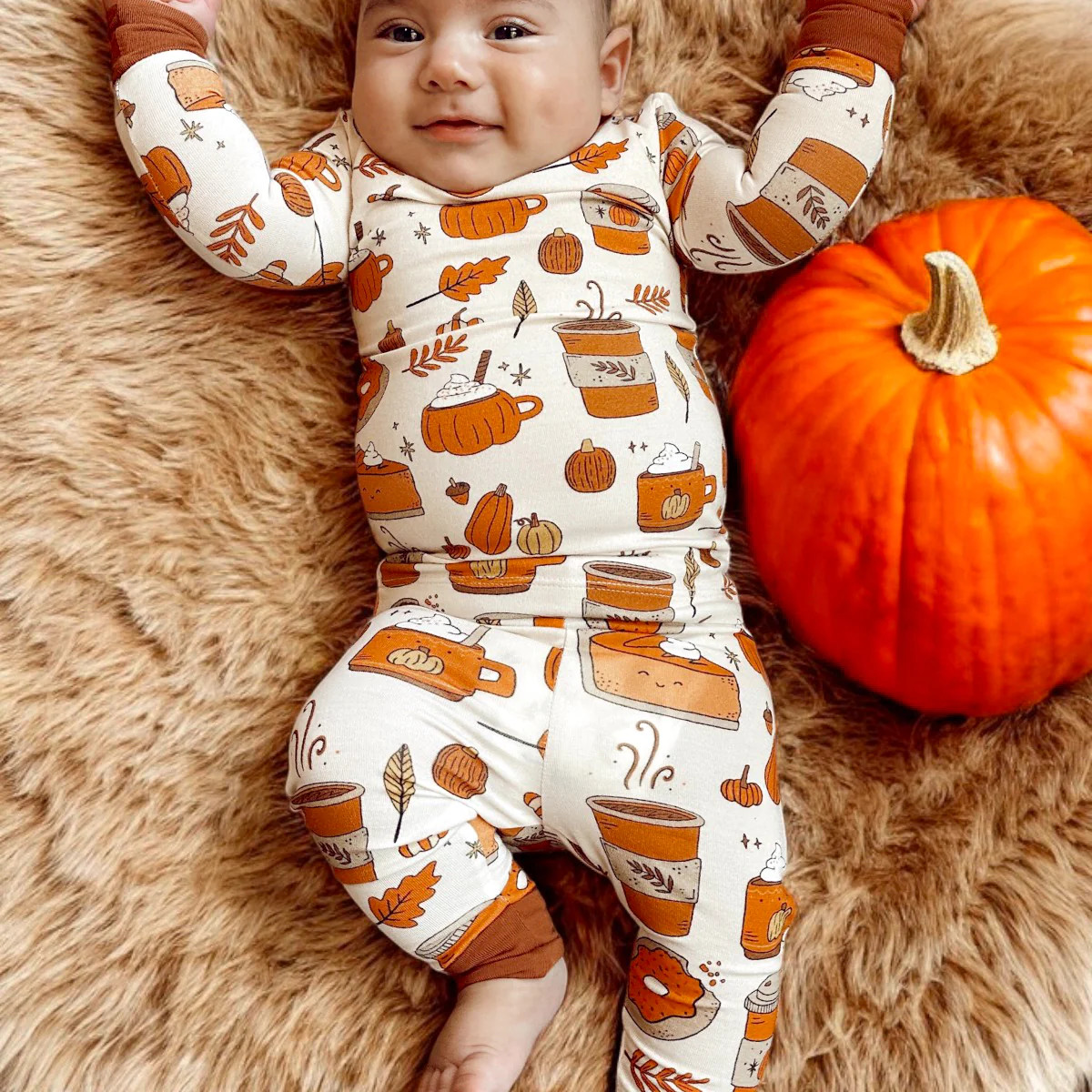 Long Sleeve 2-Piece Set, Pumpkin Spice Latte | SpearmintLOVE