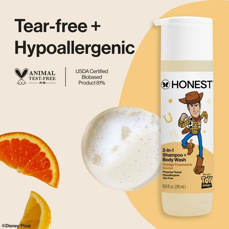 The Honest Company Disney Pixar's Toy Story 2-in-1 Baby Shampoo and Body Wash, Orange Creamsicle | Walmart (US)