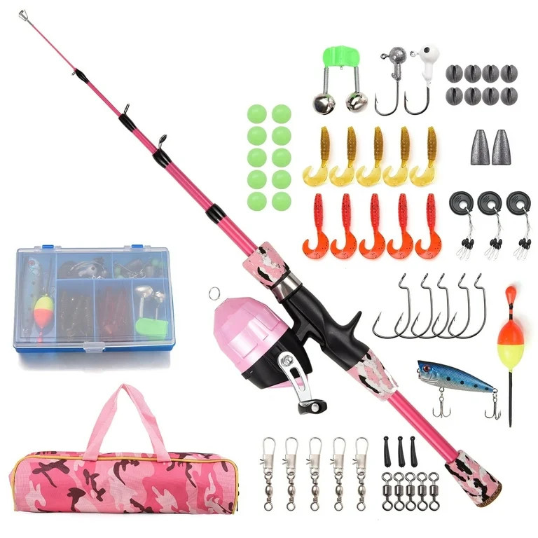 Kids Fishing Rod and Reel Combo Full Kit 1.2m/1.5m Telescopic Casting Rod Pole with Spincast Reel... | Walmart (US)
