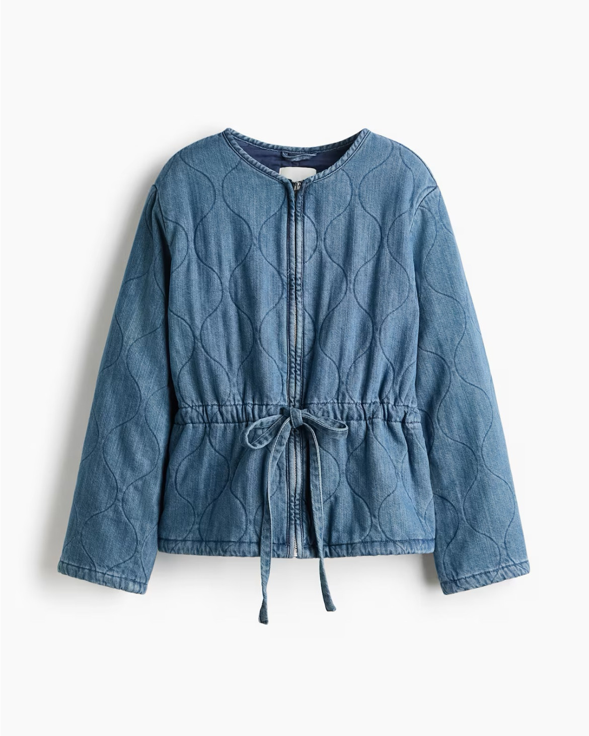 Tie belt quilted denim jacket 

#LTKFindsUnder100 #LTKSeasonal