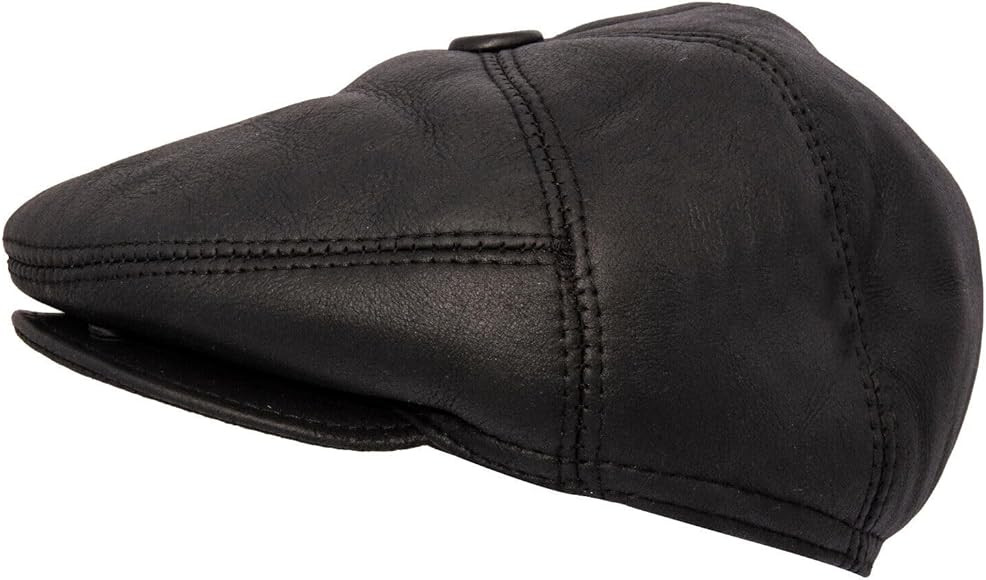 Mens Leather Black Flat Cap Winter Beret Newsboy Gatsby Golf | Amazon (UK)