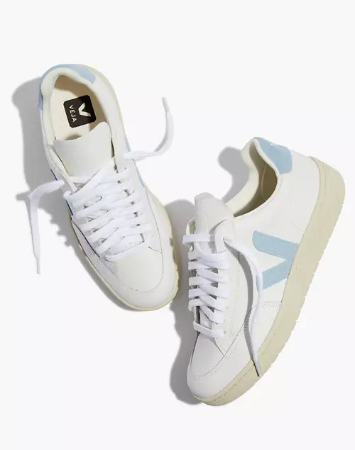 Veja™ Leather V-12 Lace-Up Sneakers in White and Natural | Madewell