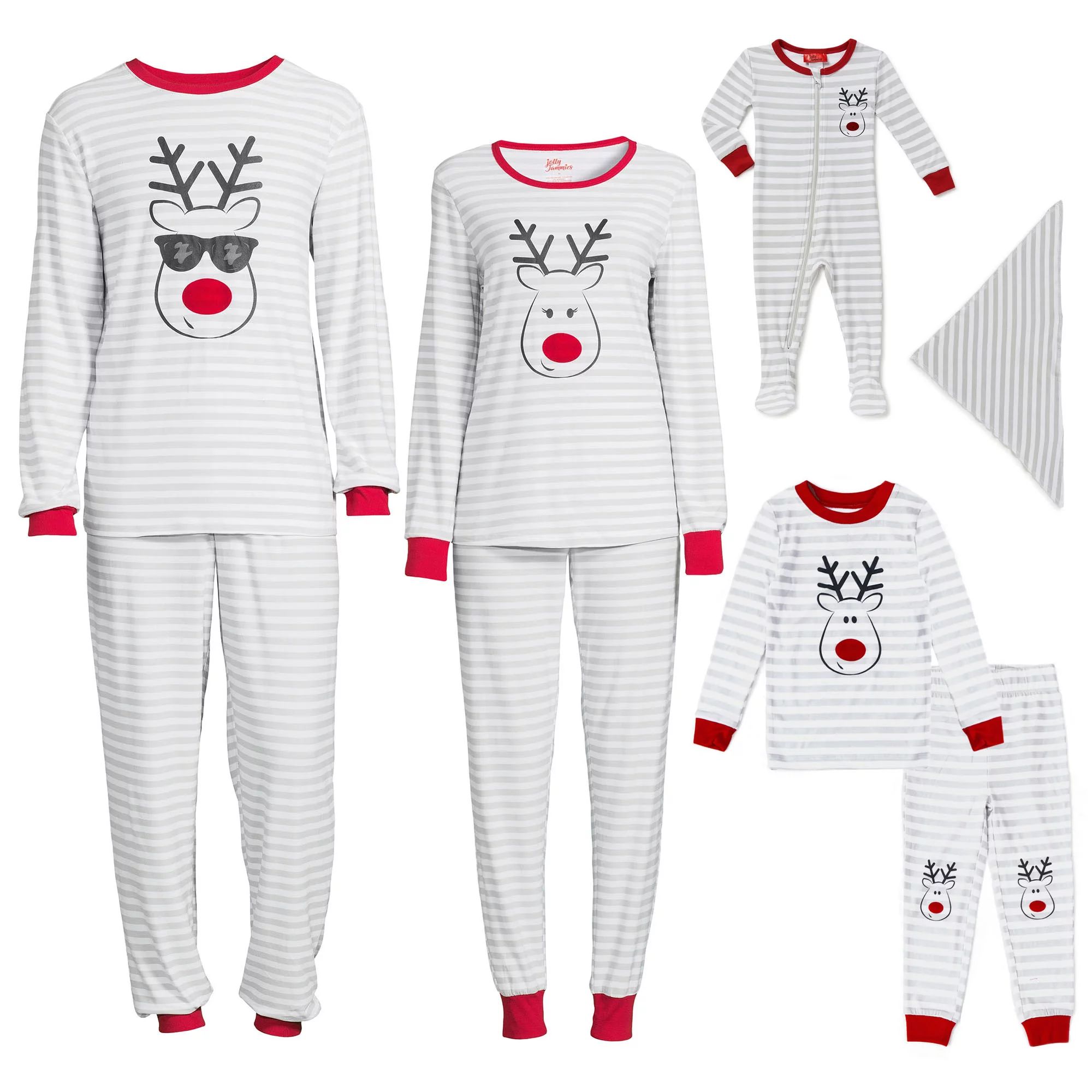 Deer Holiday Matching Family Christmas Pajamas Pet Stripe Bandana | Walmart (US)