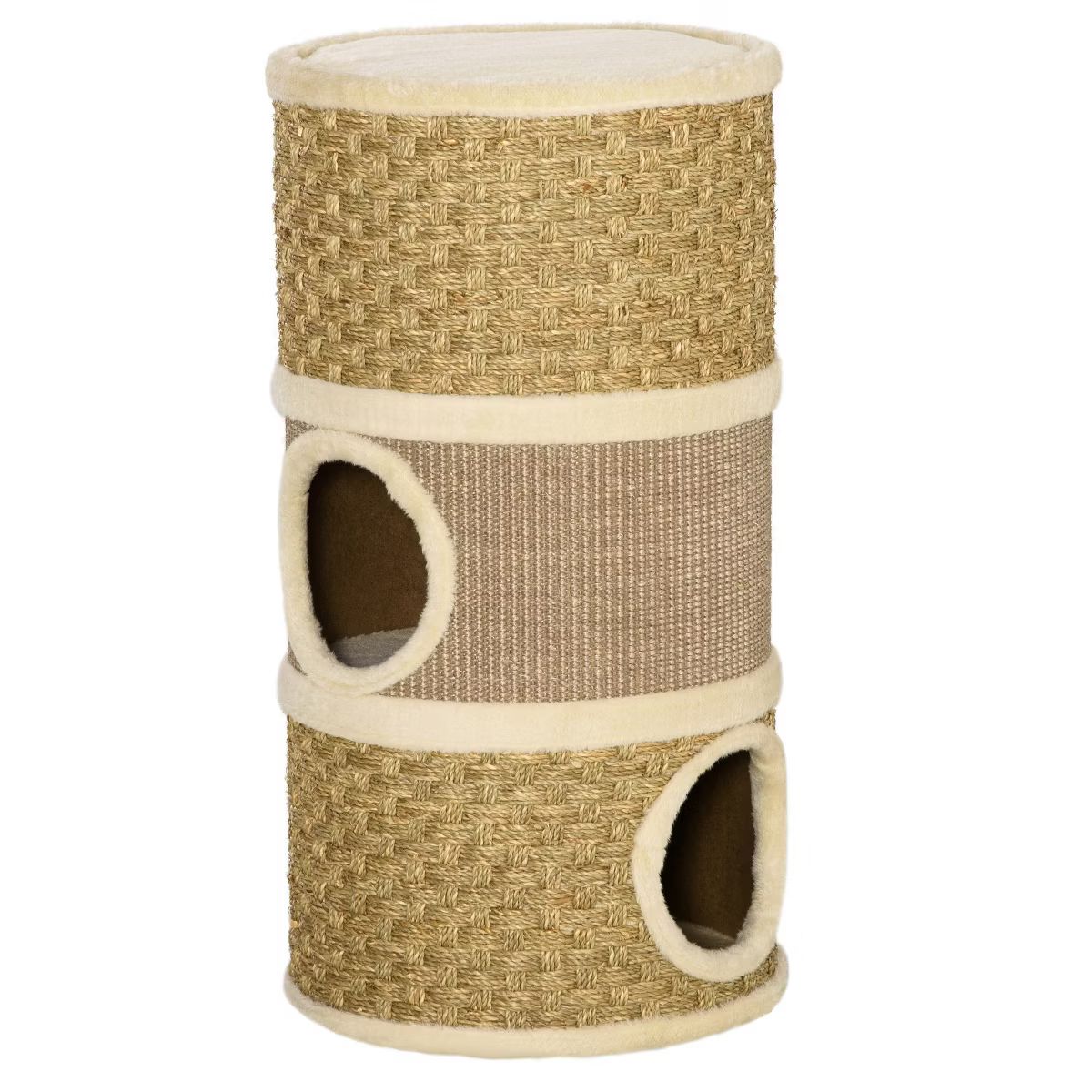 PawHut 28 Inch Cat Condo, 3 Story Cat Hideaway with Sisal Scratching Pad, Barrel Shaped Small Cat... | Target