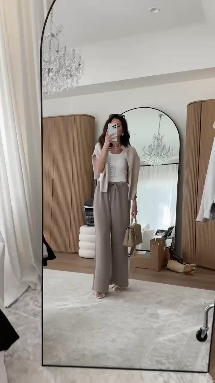 Styling the viral @Aritzia pants! I’m just shy of 5-7” wearing the size SMALL REGULAR pants in the color nomad taupe , small sweater and XS tank top. #stylinbyaylin #springoutfit #basics #stylinfinds

#LTKOver40 #LTKgrwm #LTKootd 

 