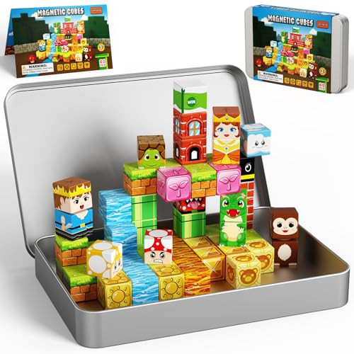 Zerxpho 60PCS Mini Magnetic Building Cubes Set, Adventure-themed Magnetic Blocks, Portable Magnetic Travel Blocks with Iron Case, Educational Toy for Kids STEM & Construction Learning for Kids Aged 3+ | Amazon (US)