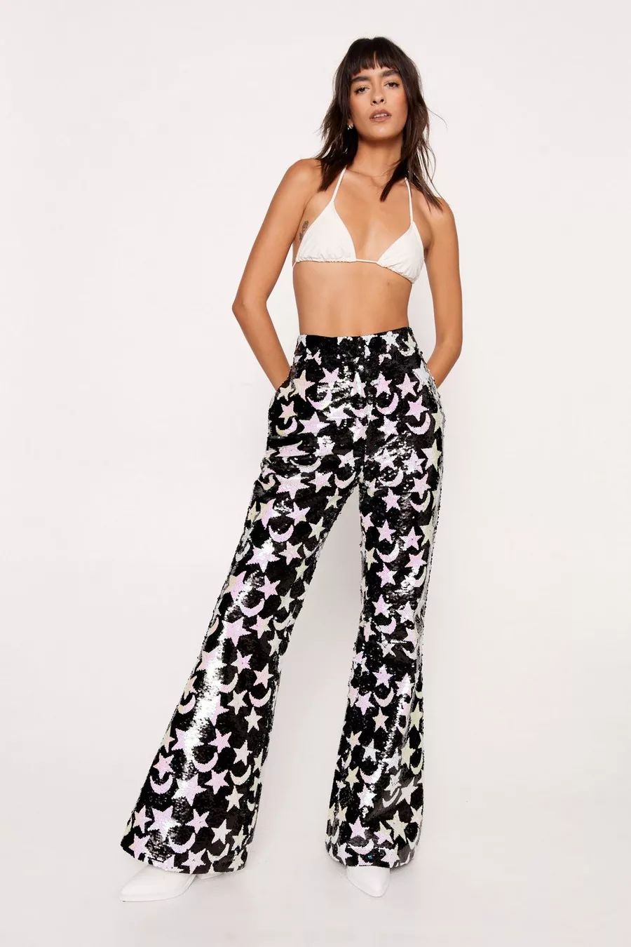 Star And Moon Sequin Pants | Nasty Gal US