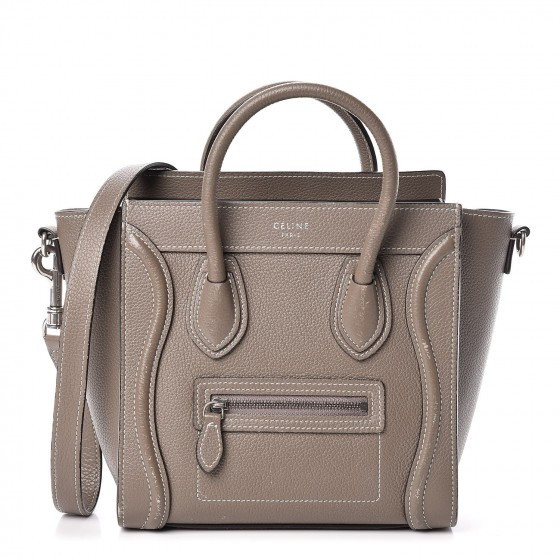 CELINE Drummed Calfskin Nano Luggage Souris | Fashionphile