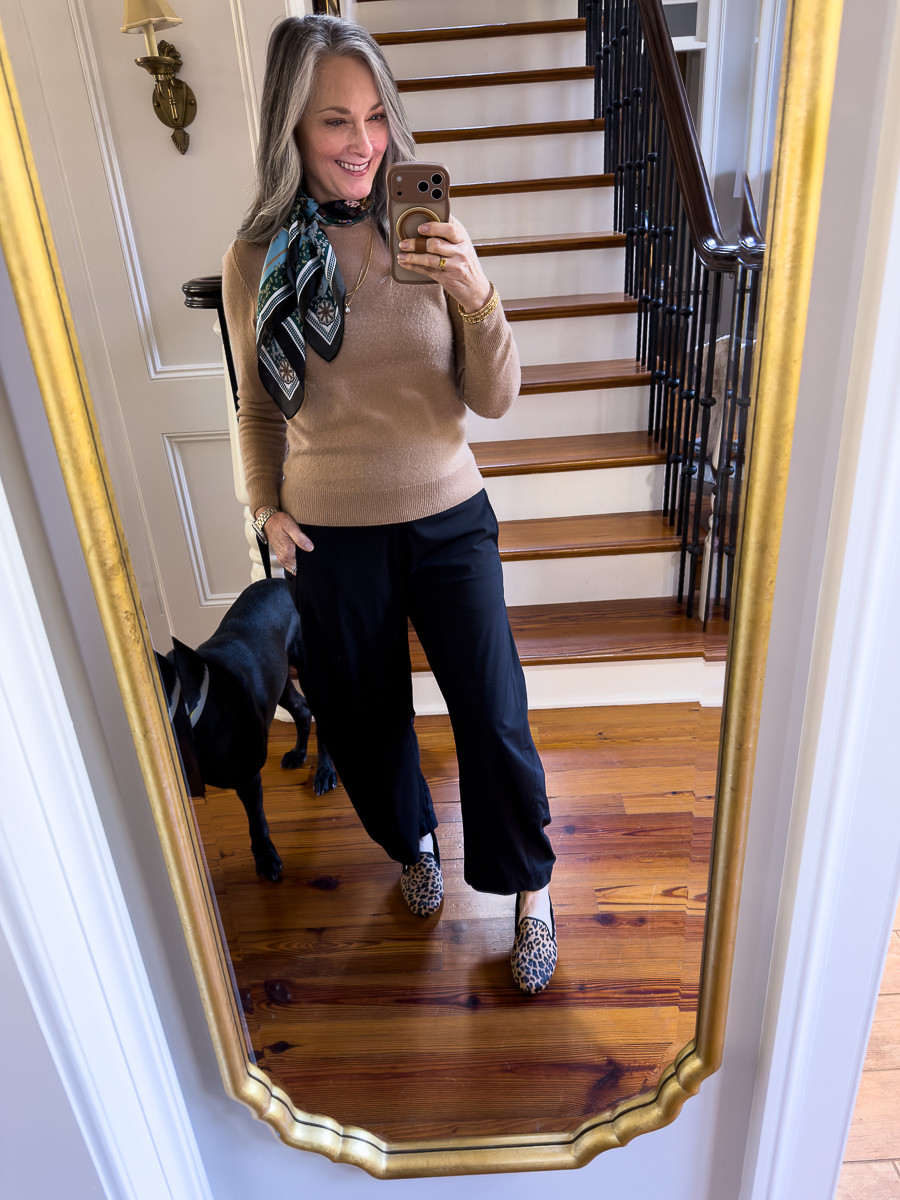  
Ruti pants in size 8 regular length. They are effortless and feel amazing! Don’t wrinkle and wash well. I hang to dry. Medium in the cashmere sweater. TTS in Birdies flats. 
 

#LTKOver40 #LTKootd #LTKSeasonal