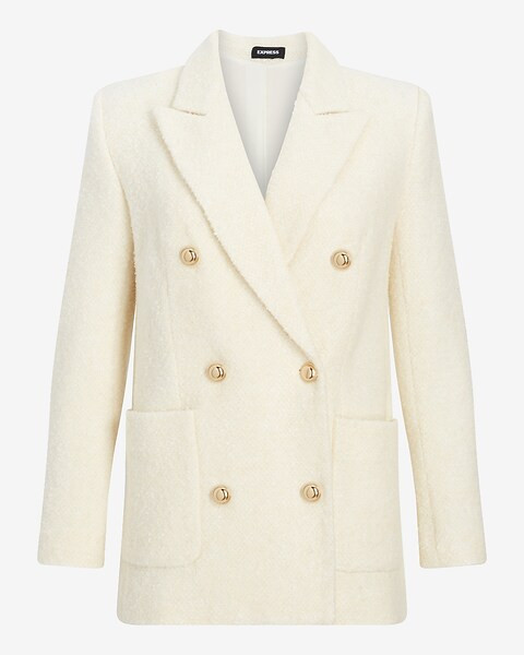 Wool-blend Double Breasted Novelty Button Blazer | Express