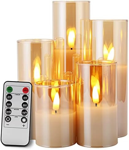 Girimax Clear Glass Slim Flameless Candles with Remote, Flickering Battery LED Votive Pillar Cand... | Amazon (US)