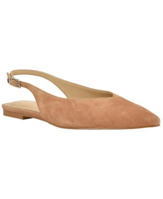 Guess Womens Dorazio Pointed Toe Slingback Flats - Black Suede | Macy's