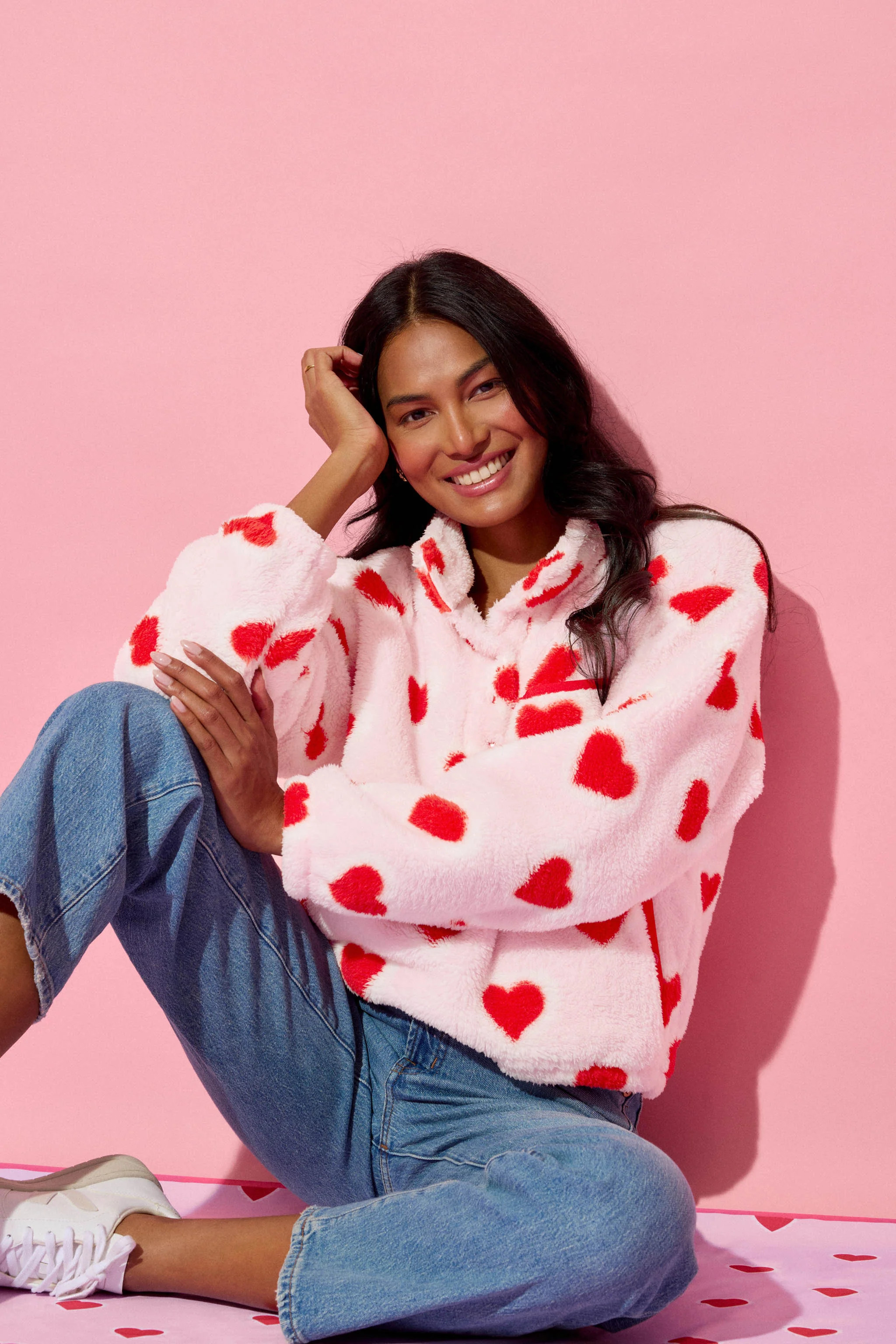 Let's Get Cozy Heart Print Plush Pullover | PJ Salvage