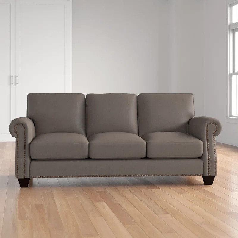 Phebe 84" Genuine Leather Rolled Arm Sofa | Wayfair North America