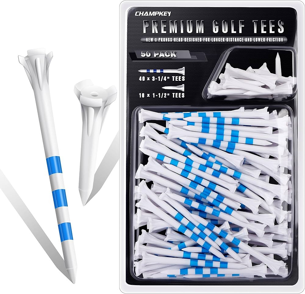 CHAMPKEY Premium 3 Prongs Plastic Golf Tees 50 Pack / 100 Pack | 85 Driver Tees with 15 Iron/Hybr... | Amazon (US)