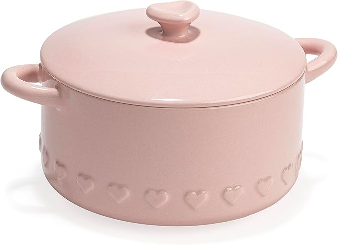 Paris Hilton Iconic Ceramic Stoneware Casserole Dish With Lid, Oven Safe Up To 450°F, Dishwasher... | Amazon (US)