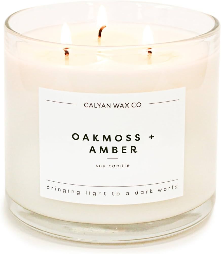 Calyan Wax Scented Candle, Oakmoss & Amber, 3 Wick Candle for The Home Scented with Moss & Sage, ... | Amazon (US)