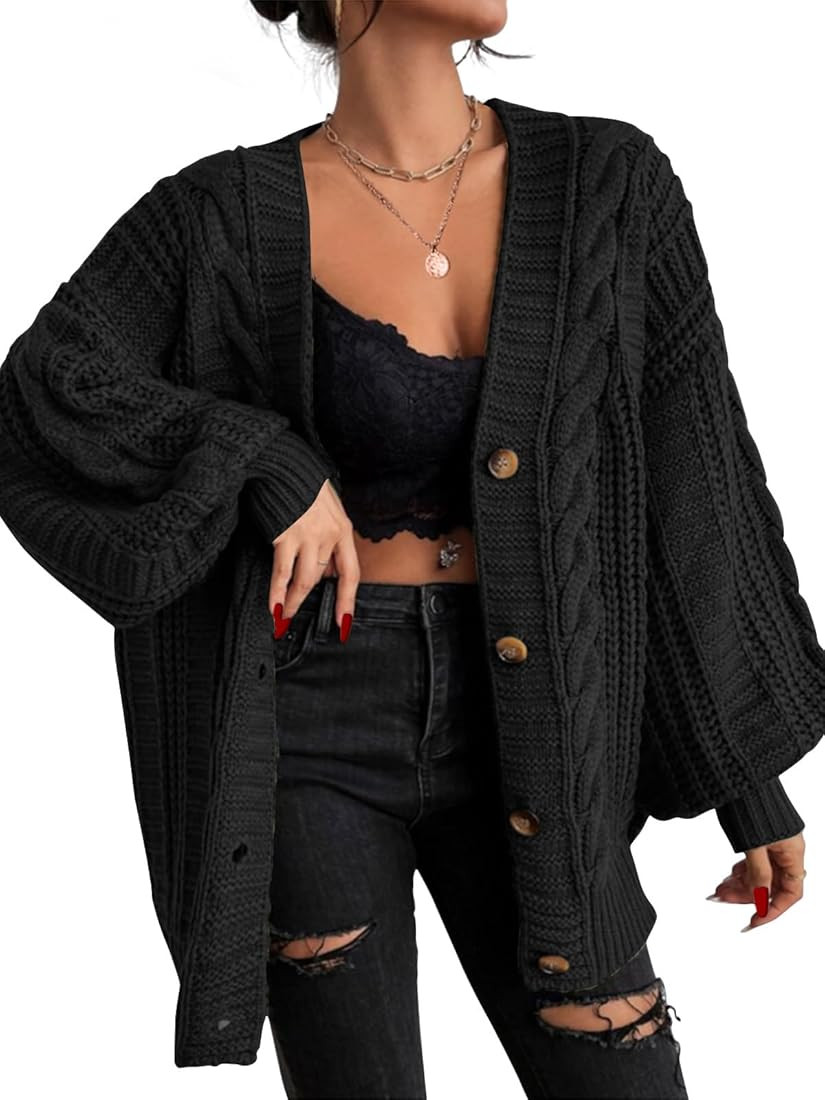 EXLURA Womens 2025 Oversized Cardigan Sweaters Fall Winter Lightweight Soft Knit Cardigan Open Fr... | Amazon (US)