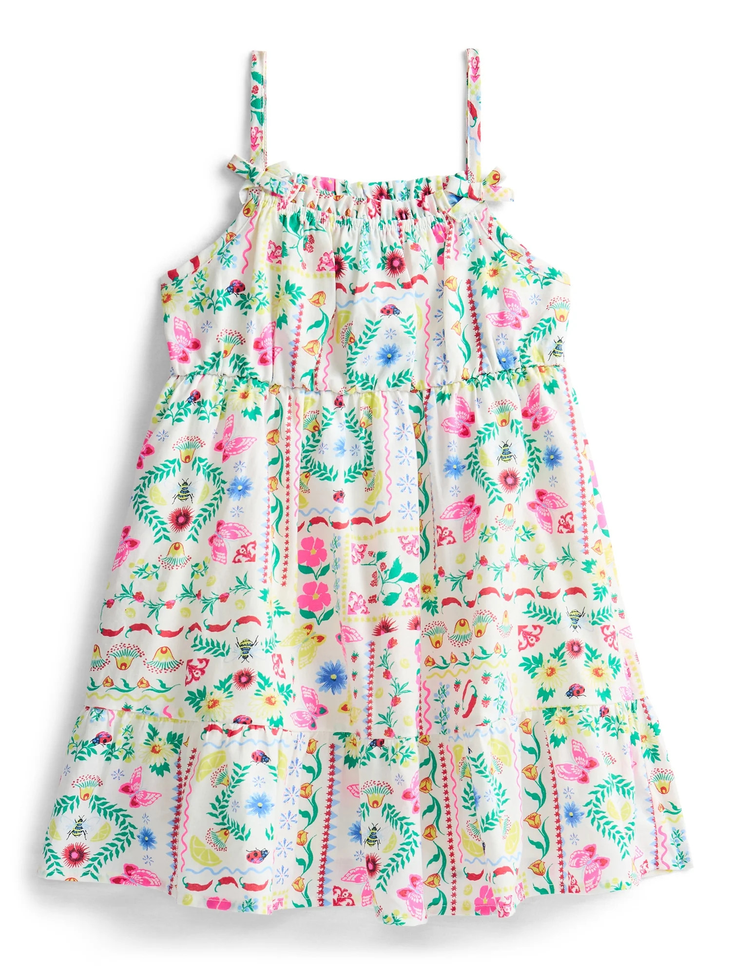 Wonder Nation Toddler Girls Sleeveless Allover Print Dress, Sizes 12M-5T | Walmart (US)