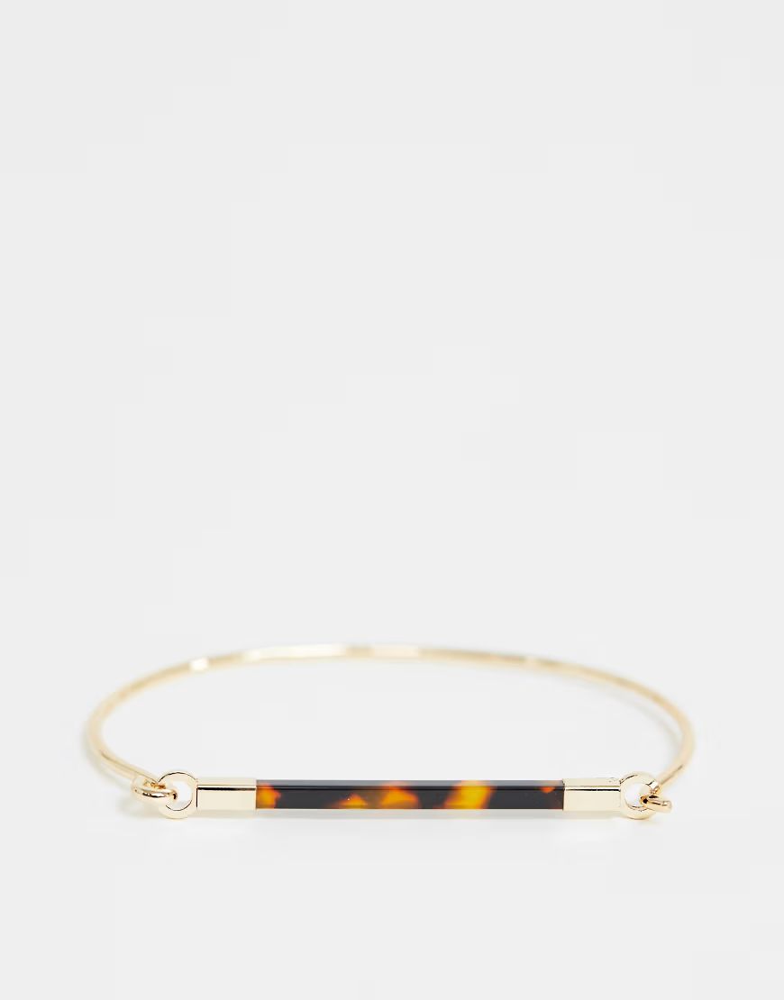 ASOS DESIGN hinge bracelet with tortoiseshell bar in gold | ASOS (Global)