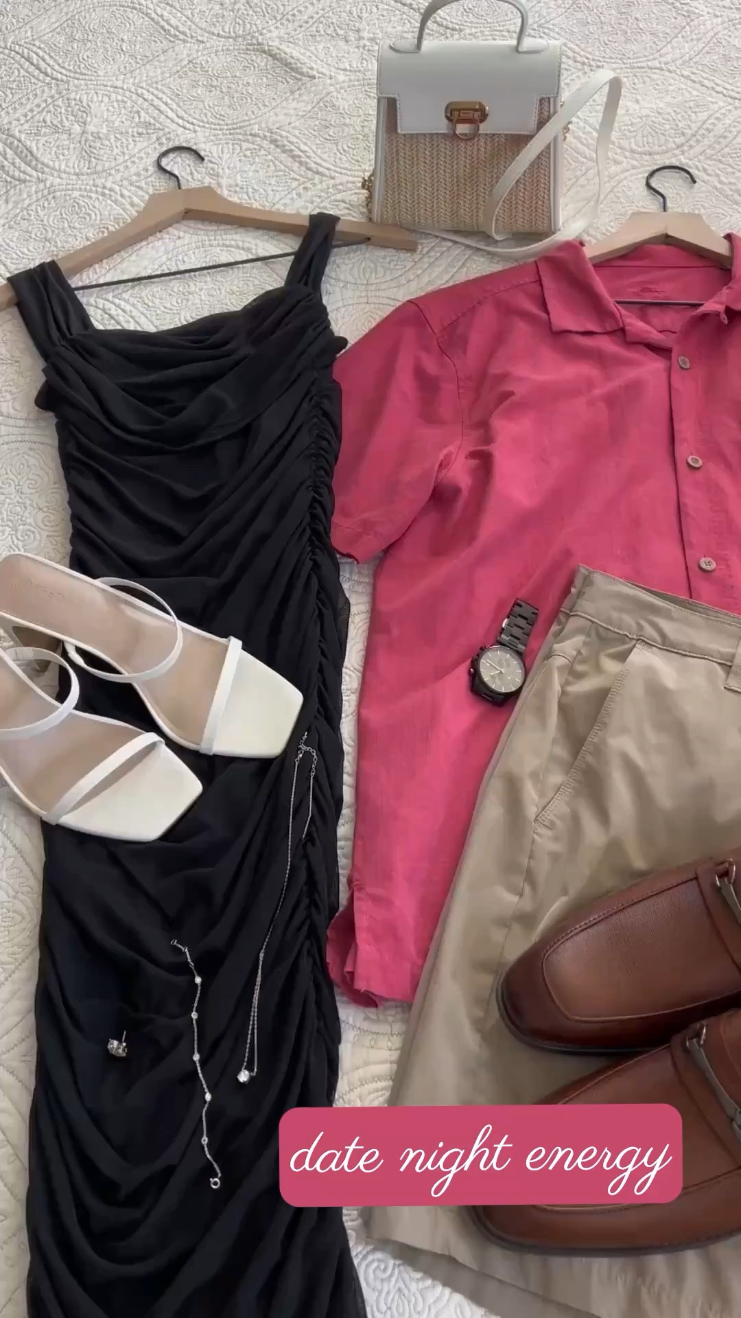 Date night, but keep it effortless ✨

A ruched black dress with simple heels and a mini bag for her, and a relaxed button down with neutral shorts and loafers for him. Easy pieces that feel polished without trying too hard 💅🏻

Perfect for dinner, drinks, and those slow nights out together. Everything linked on LTK 🤍

#ltkcouples #datenightoutfit #hisandhersstyle #couplesstyle #effortlessstyle #ltkfashion #datenightlook #minimalstyle#LTKSpringSale

#LTKMens #LTKSeasonal