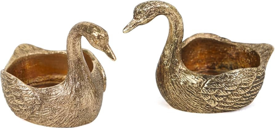 NIKKY HOME Gold Swan Tealight Candle Holders Set of 2, Centerpiece Table Decorations, Decorative ... | Amazon (US)