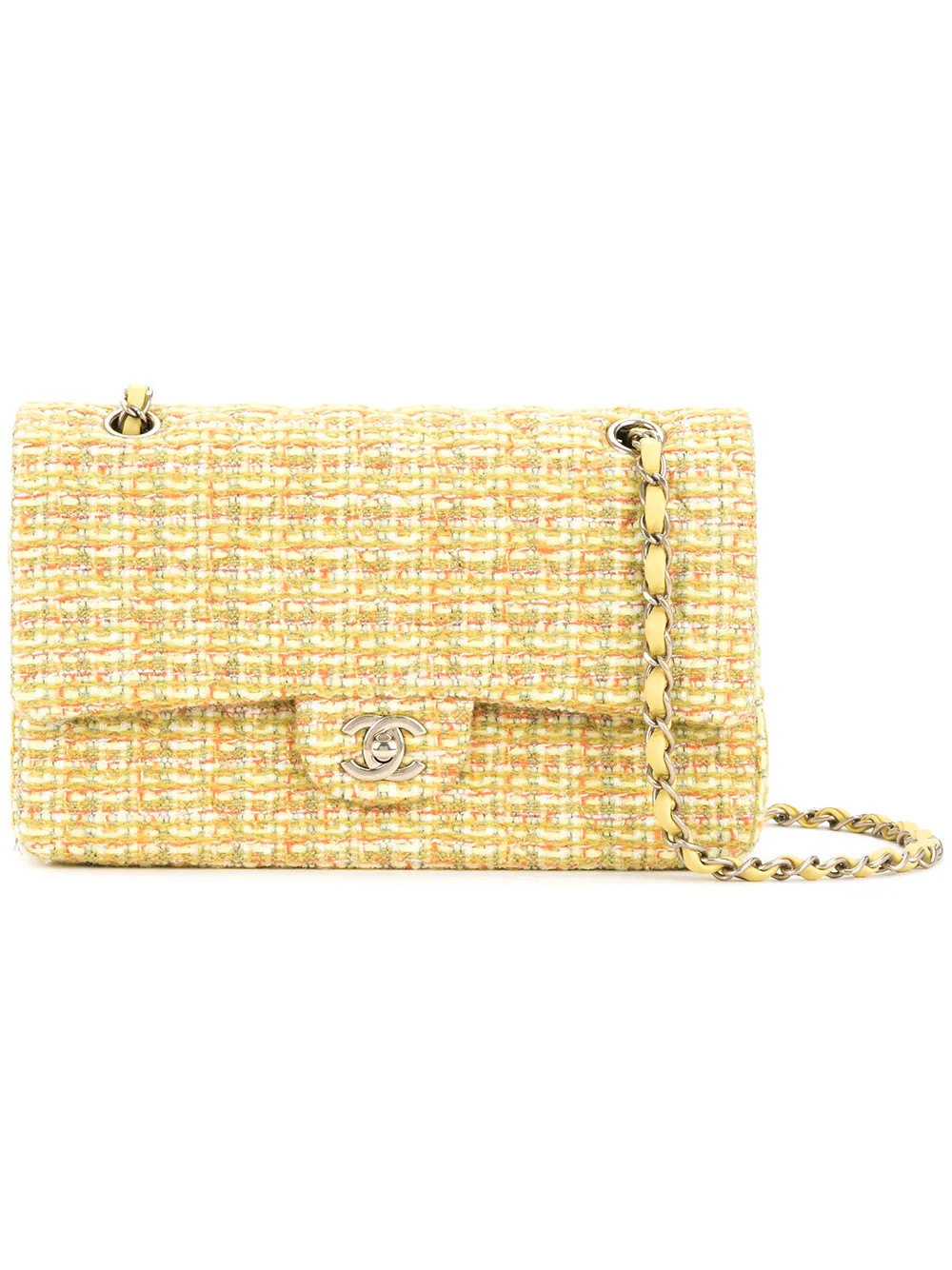 CHANEL Pre-Owned Tweed Shoulder Bag | Yellow | FARFETCH | Farfetch Global