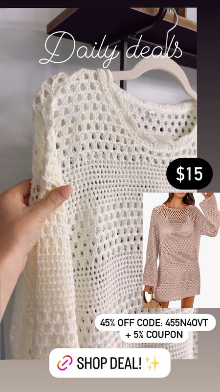 Daily deals! $15 scallop edge crochet swim cover 

45% off Code: 455N4OVT + 5%
Coupon 

Amazon promo code
Discount codes
Sale alert 

#LTKSaleAlert