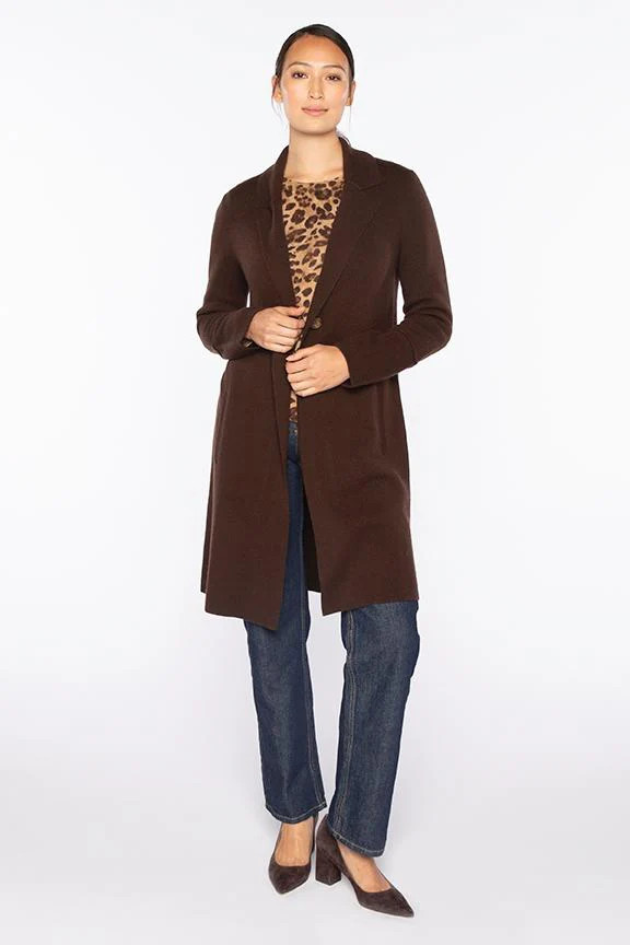 LONG NOTCH COLLAR CARDIGAN | Kinross Cashmere