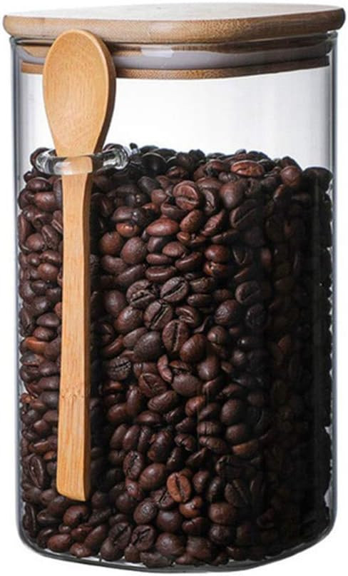 Glass Storage Jar with Wood Lids and Spoon, Airtight Sealed Clear Borosilicate Glass Canister Kit... | Amazon (US)