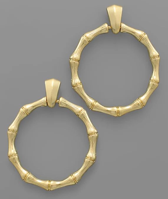 Gold Bamboo Hoop Door Knocker Earrings | Etsy | Etsy (US)