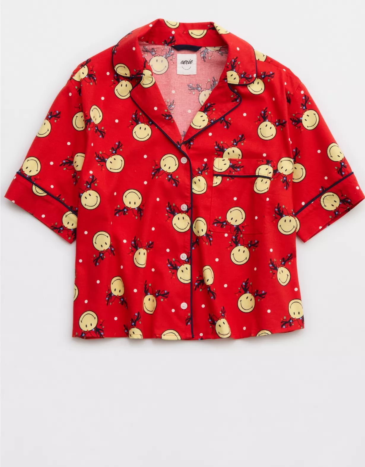 Aerie Smiley® Flannel Pajama Shirt | Aerie