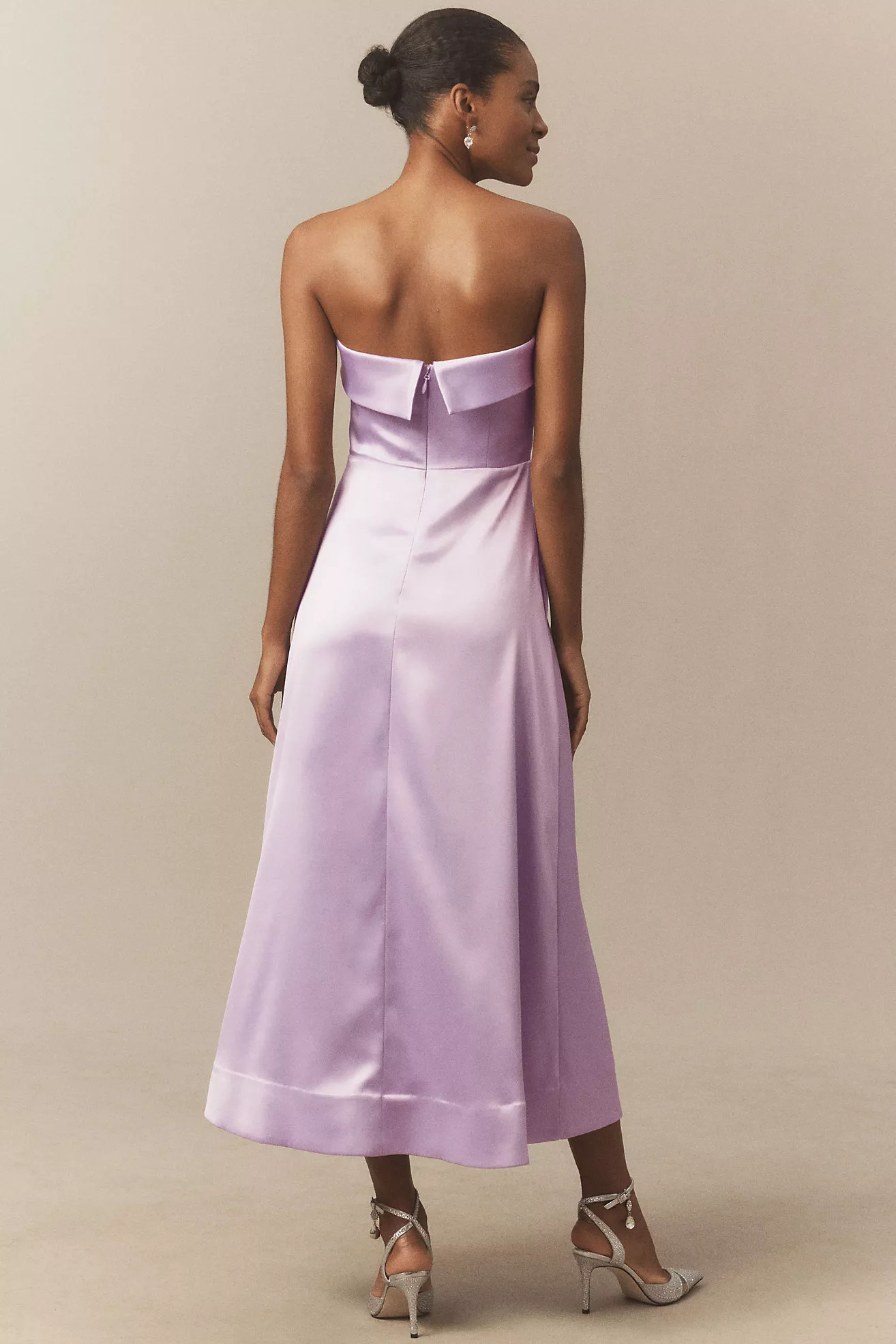BHLDN Soma Strapless Stretch-Satin Fit & Flare Midi Dress | Anthropologie (US)