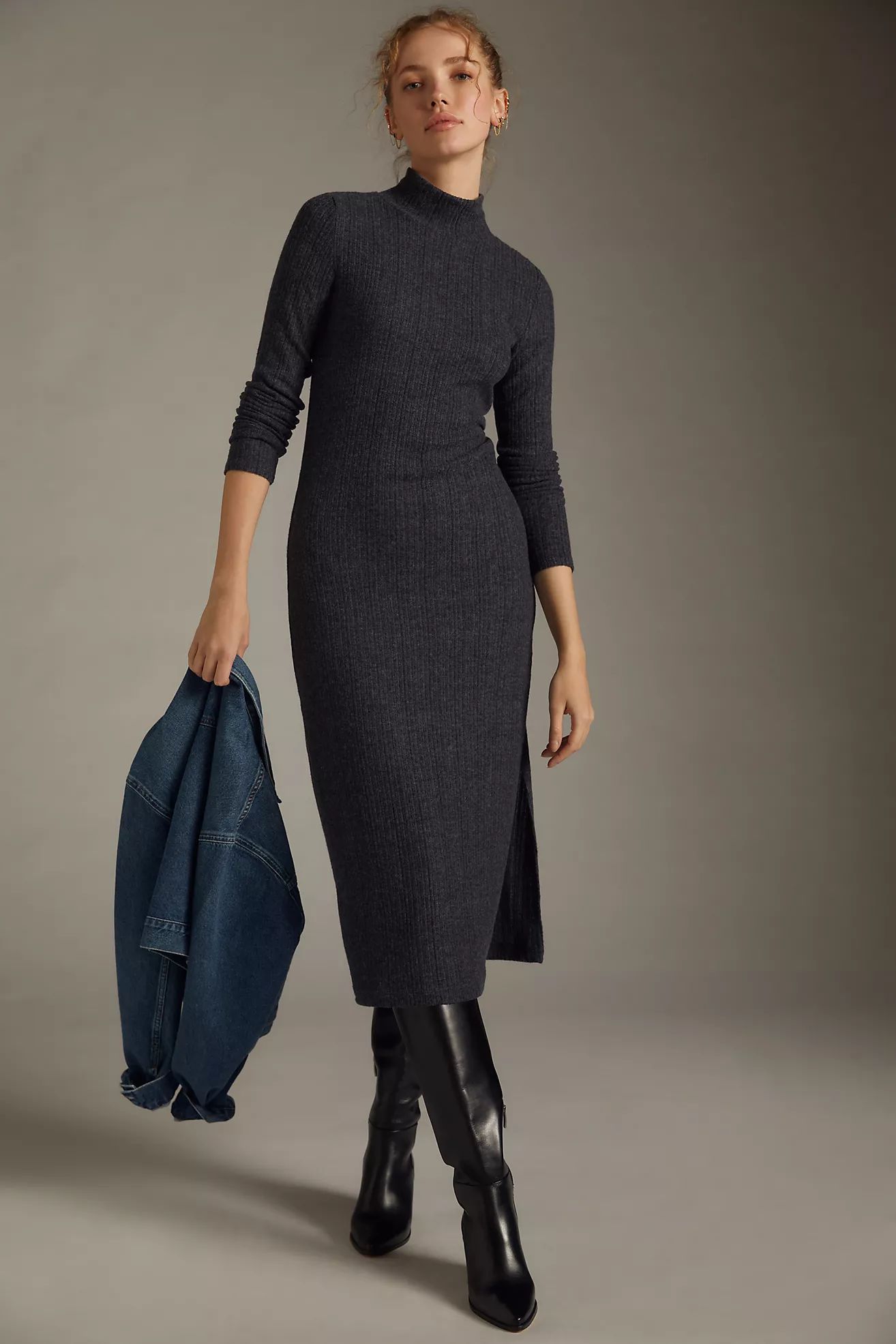 Daily Practice by Anthropologie Turtleneck Side-Slit Dress | Anthropologie (US)