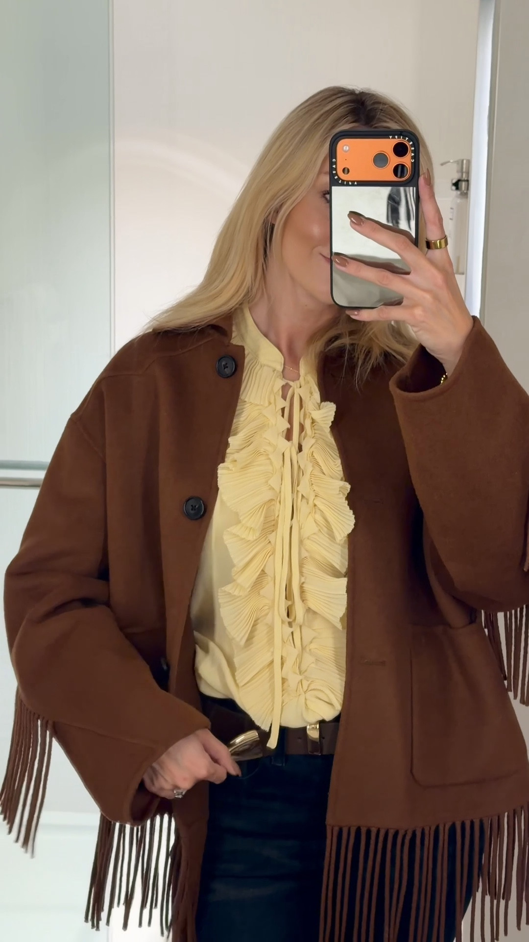 Montana outfit: fringe jacket, flare jeans, brown belt, butter yellow shirt.

My jacket is sold out, linked similar ones! 
Top too!

Western chic style, dinner outfit, date night outfit, fall style, fall fashion, fall outfit, autumn outfit, 

#LTKTall #LTKStyleTip #LTKTravel