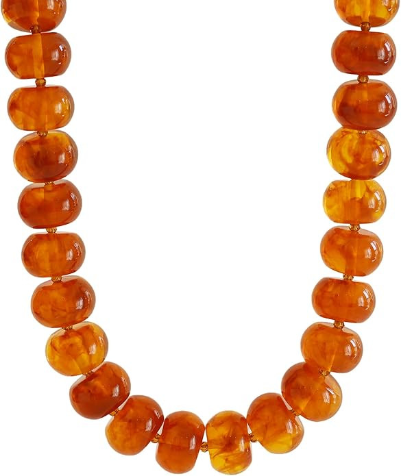 Miniature Glass Bead & Oversized Multi-Color Resin Bead Statement Necklace - 17"+3" Extender Chai... | Amazon (US)
