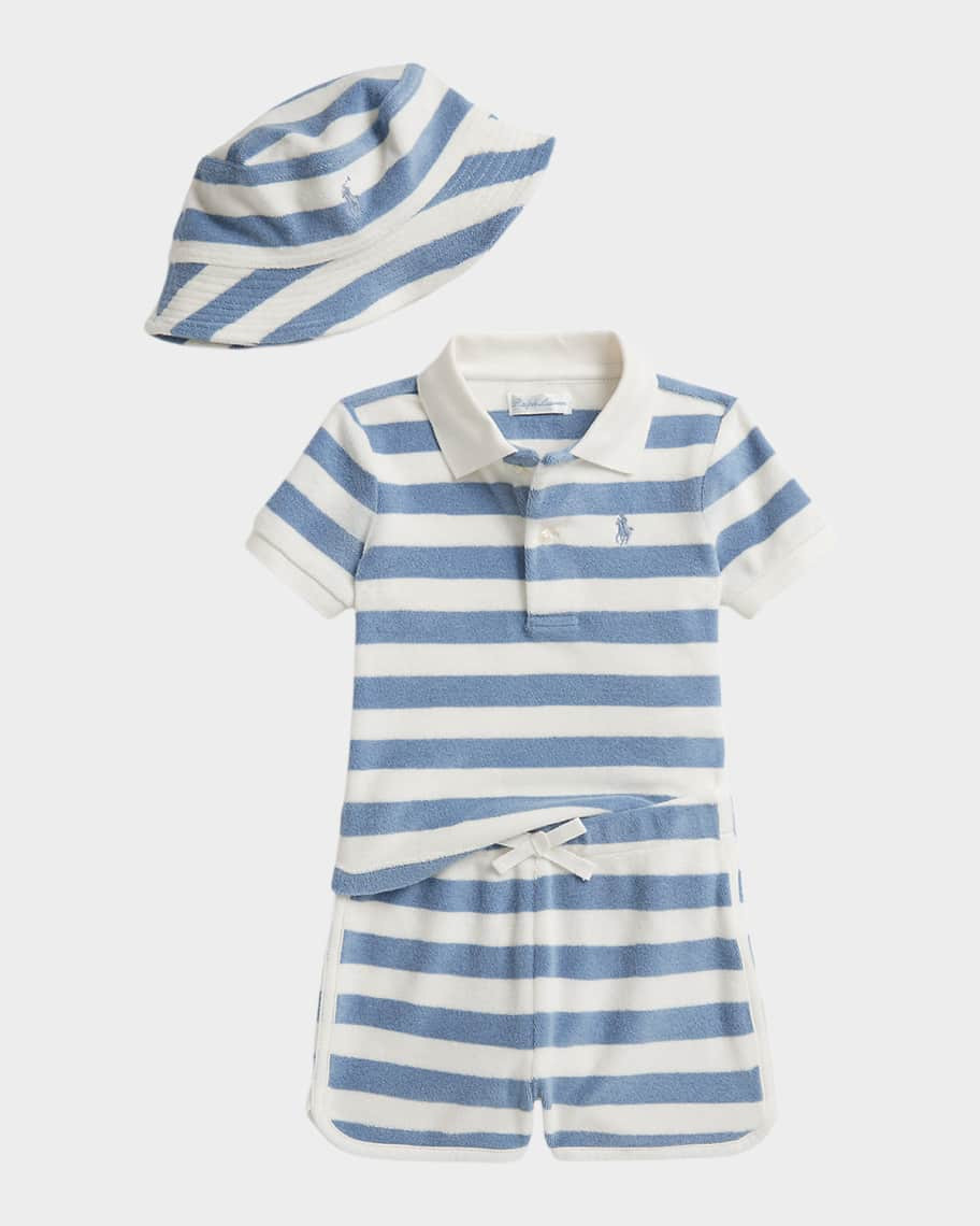 Polo Ralph Lauren Boy's Striped Terry Polo Shirt, Short & Hats, Size 3M-24M | Neiman Marcus